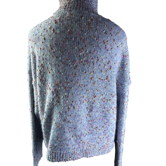 Lauren Conrad LC Speckled Knit‎ Mock Neck Sweater Light Blue Multi Color Size L - Picture 3 of 6